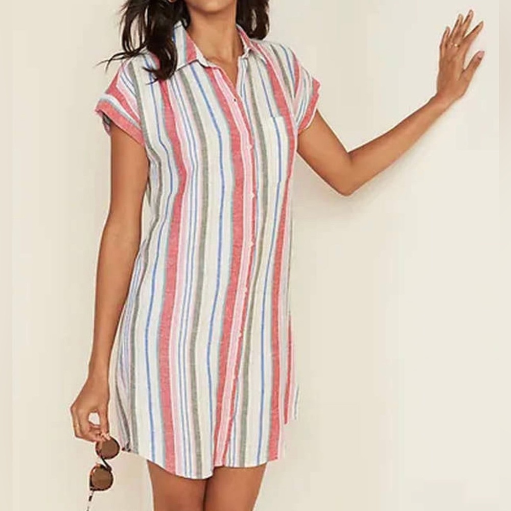 Old navy button down shirt dress multi color striped